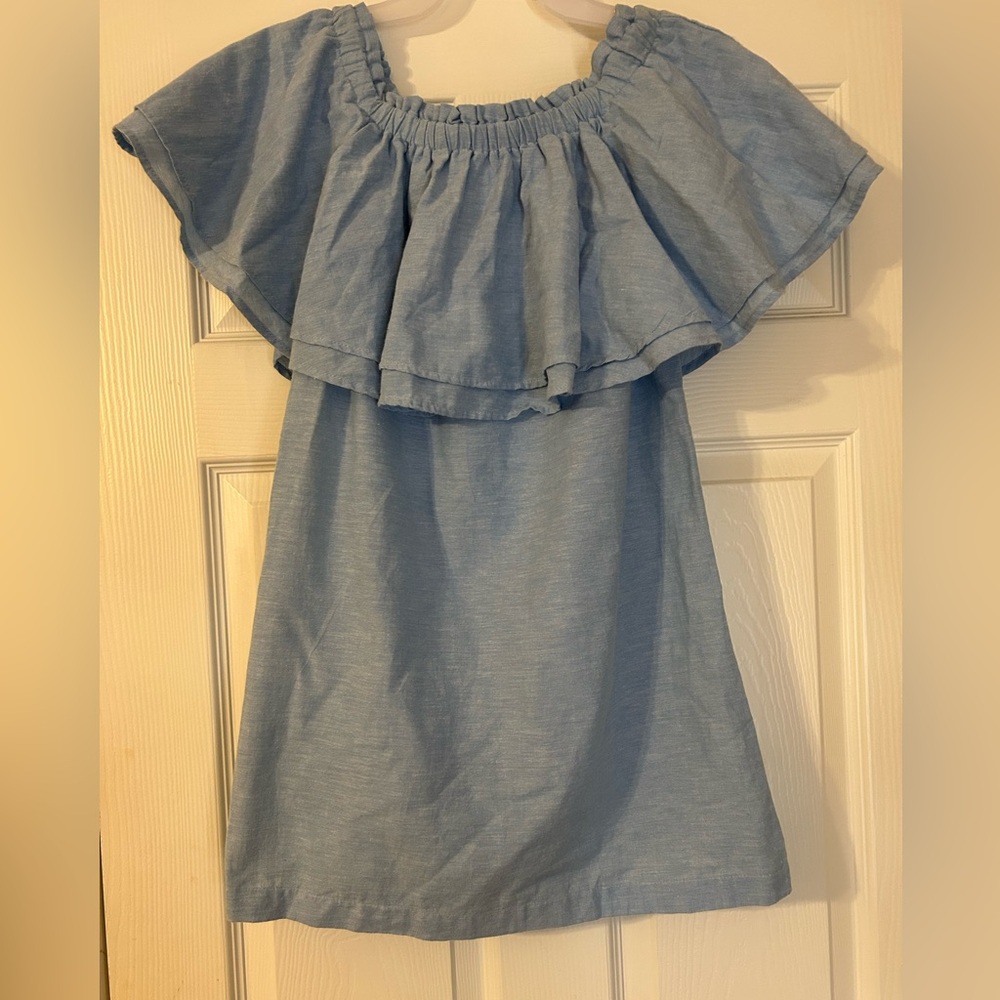 Mud Pie Light Blue women’s Dress with Ruffle Overlay